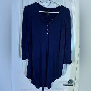 Melissa McCarthy Navy Blue Button-Down Shirt